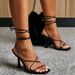 Women S Strappy Heels Chain Set Black Stiletto Sandals With Layered Shoulder Bag Sexy Evening Combo_vogvips.com