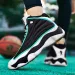 Mens White Navy High Top Basketball Shoes Shock Absorption Training Sneakers_vogvips.com