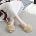 Women's Flat Sandals Summer Fashion Fuzzy Square Head Flat One Strap Sandals Korean Style Trendy Lazy Outdoor Slide Sandals For Ladies_vogvips.com
