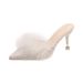 New Foreign Trade Large-size Furry High-heeled Shoes For Women, Pointed Toe, Stiletto Heel, Closed-toe, Half-slipper,_vogvips.com