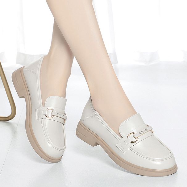 Spring And Autumn Style Small 2023 New Leather Soft Sole Mom Low Heel Single Loafers Middle-aged Women's Shoes_vogvips.com
