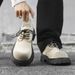 Buffny Men's Retro Work Boots - Breathable Oxford Shoes With Thick Sole For Casual Wear, Comfortable & Stylish (Black/White)_vogvips.com