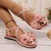 Fabric Cross-border Bow Flat 2026 Summer Cross-strap Soft-soled Large-size Beach Sandals For Women In Stock_vogvips.com