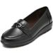 Middle-aged Mom Shoes Single Shoes Women Genuine Leather Soft Sole Middle-aged Shallow Mouth Women's Shoes Non-slip Flat Sole Flat Heel Large Size 43 Leather Shoes_vogvips.com