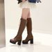 Women's High Side Zipper Long Tube Lace-up Chunky Heel Martin Boots Plus Size Shoes_vogvips.com