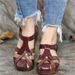 2025 Summer New Retro Round Toe Wedge Hollow Women's Versatile Casual Sandals In Stock_vogvips.com