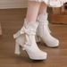 Autumn Winter New Martin Versatile Shoes Side Zipper High Women Sweet Thick Heel Short Boots_vogvips.com