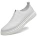 Men's Large-size Cowhide Board Shoes Men's European Station Casual Pure White White Shoes One-pedal Loafers_vogvips.com
