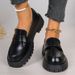 Women's Leather Shoes Spring Thick Sole College Style Single Dress Footwear_vogvips.com