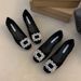French Square Head Single Shoes Women's Shoes Early Spring Rhinestone Thick Heel Low Heel Shoes One Pedal Shallow High Heels_vogvips.com