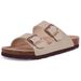 Crestar Women Cork Footbed Slippers Summer Couple Adjustable Double Buckles Flat Sandals Outdoor Cork Beach Slides With Open Toe_vogvips.com