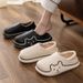Home Cotton Slippers For Men In Winter, Outdoor With Thick Soles, Indoor Warm Cotton Shoes For Women In Simple Autumn And Winter_vogvips.com