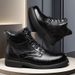 European Warm Series Winter New Large Size Men's Versatile Casual Leather Fashion Trend British Plaid Martin Boots_vogvips.com