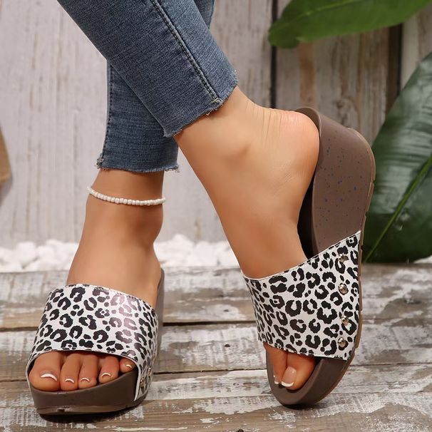 Summer Women's Platform Wedge Slides - Wide Width One Strap Chunky Sole Sandals For Casual Comfort_vogvips.com