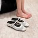 796-19 Square Toe Woven Hollow Breathable Hidden Heel Backle Single For Women Spring Summer One Strap Caual Flat_vogvips.com