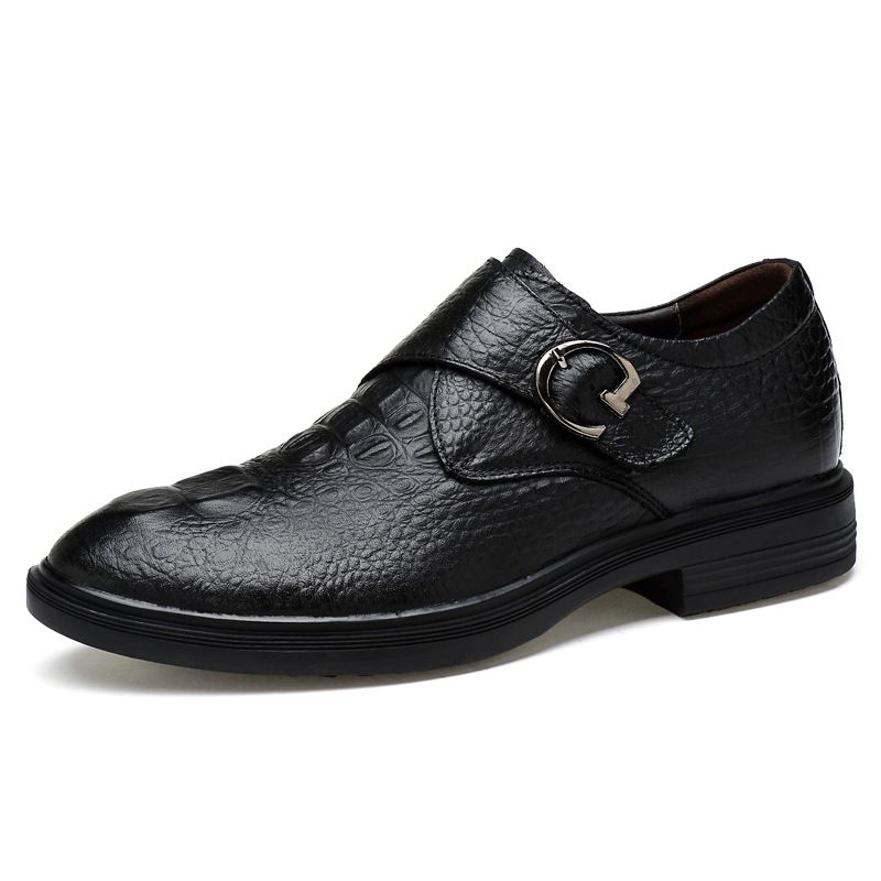 Crocodile Pattern Casual Men's Leather Shoes Platform Shoes Large Size Shoes_vogvips.com