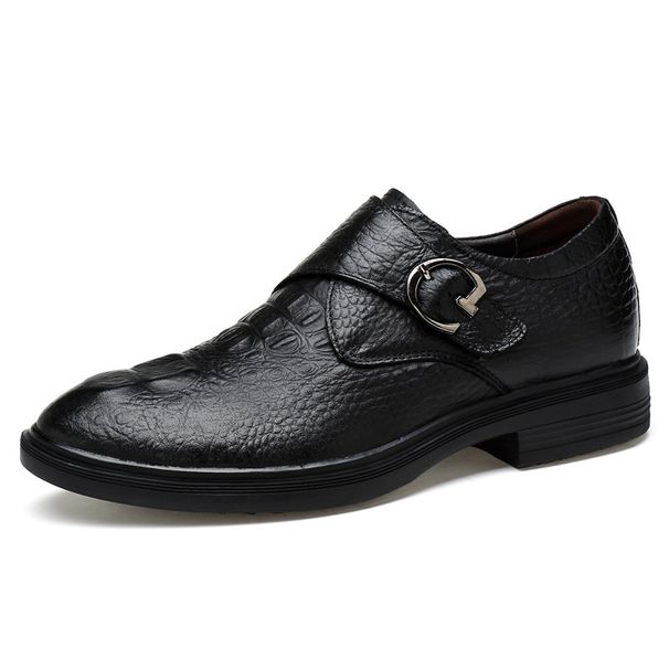 Crocodile Pattern Casual Men's Leather Shoes Platform Shoes Large Size Shoes_vogvips.com
