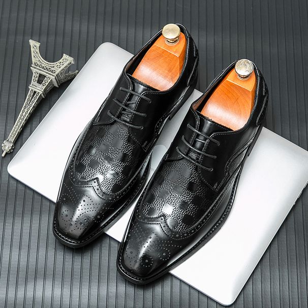 Euro Step New Brogue Formal Lace-up For Men Business Professional Work Fashion Wedding Leather Shoes Size 38-46_vogvips.com