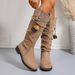Women's Suede Pleated Slouch Boots Size 43 European American Style High Top Riding Plus Size Slimming Autumn_vogvips.com