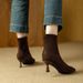 Women's High-heeled Ankle Boots With Thin Heels, 2025 New Model, Pointed Toe Chelsea Boots, French Suede Coffee-colored Women's Mi_vogvips.com
