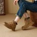 2024 New Genuine Leather Breathable Martin For Women With Hidden Wedge Thick Sole Yellow Work Boots_vogvips.com