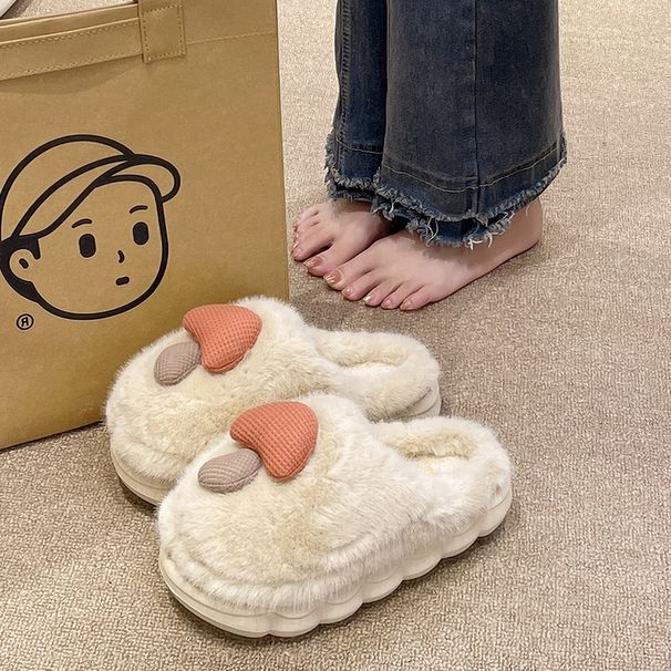 Cute Puppy Women Winter Furry Indoor Couple Home Non-Slip Warm Thick Sole Cotton Slippers For Men_vogvips.com
