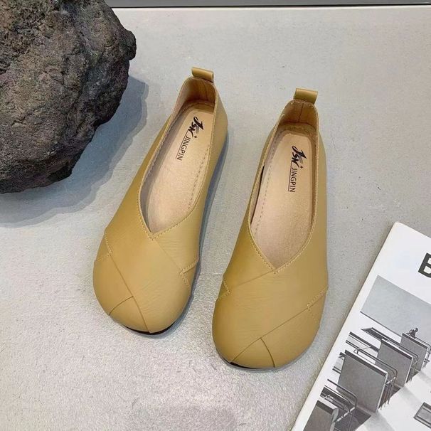 Soft-soled Single Shoes Women's Shallow Mouth Flat-soled Grandma Shoes With Skirts Doudou Shoes_vogvips.com