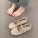 French Retro Light Mouth Red Single Shoes Female Gentle Fairy Suede Mary Jane Flat Women's Shoes_vogvips.com