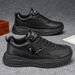 Men's New Summer Breathable Leather Sneakers, Trendy Versatile Soft-soled Non-slip Casual Dad Shoes_vogvips.com
