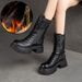 Shanghai Jie Zuo Winter New Fleece-Lined Warm Mid-Calf Snow Top Layer Cowhide Thick-Soled Martin Boots Fashion Women's_vogvips.com