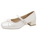 French Silver Flat Ballet Shoes Femininity Bow Fairy Style Word With Mary Jane Shoes_vogvips.com