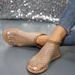 Summer New Oversized Round Toe With Diamond Studded Short Boots, Flat Bottomed Hollow Sandals For Women_vogvips.com