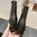High Version Xiaoxiang 2025 New Chain Bow Thick Heel Short Genuine Leather Slim Side Zipper Martin Boots For Women_vogvips.com
