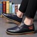 Trendy Men's Business Casual First Layer Cowhide Fleece Lined Leather Low Heel Fashion Spring Wedge All-Season Shoes_vogvips.com