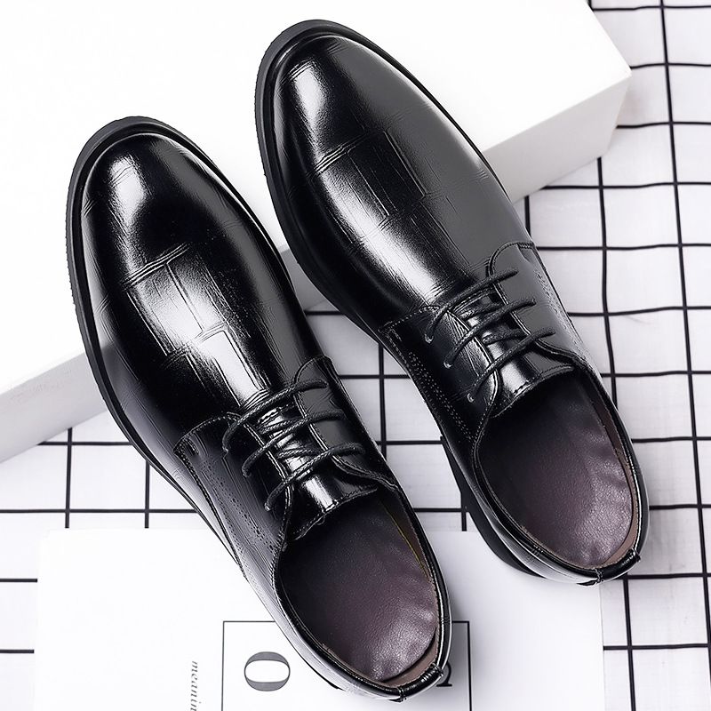 2024 Men's Business Casual Wedding Youth Dating Lace-up Trendy Leather Shoes Non-slip Wear-resistant Lightweight_vogvips.com