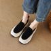 Thick-Soled Casual Platform Spring Summer Slip-On British Style Fisherman Single Shoes Soft Leather Deep Mouth Lazy_vogvips.com