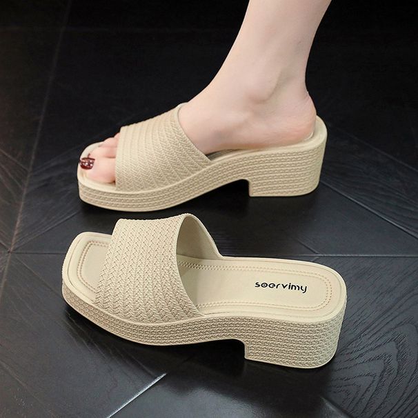 Women’s Shoes Thick Soled High Heeled Outdoor Wear Summer Wedge Heeled Heightened Beach Non Slip Sandals For Women Home Indoor Platform Slippers_vogvips.com
