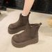 Thick-soled, Fleece And Thickened Ankle Boots 2025 Winter New Style Thick-soled Burken_vogvips.com