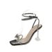 Plus Size High Heeled Sandals Rhinestone Bow Strap Sexy Cross Design Women's Shoes_vogvips.com