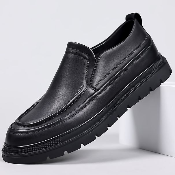 Autumn Men's New Business Genuine Leather Thick Soles Casual Height Increase. Men's Shoes With British Style Loafers Are_vogvips.com
