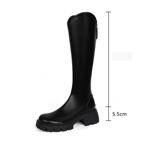 Fleece V-top High Boots For Women 2025-1 Autumn And Winter, Brown Height-increasing Thick-soled High Boots For Women In Knight Boots_vogvips.com