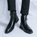 2025 Large-size Men's Boots, British Style, Fashionable High-top Leather Shoes, Side Zippers, Mid-top, Gentlemanly_vogvips.com