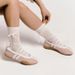 White Silver Stripe Ballet Flats Retro Soft Flat Sneakers_vogvips.com