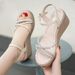 Rhinestone Thick-Soled Sandals For Women, 2026 Summer New Style, Cross-Strap, European And American Roman Beach Sandals,_vogvips.com