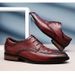 Men's Leather Shoes Low-top Leather Embossed Crocodile Grain Hole Casual Shoes Wooden Root Single Men's Shoes_vogvips.com