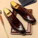 Retro Men Dress Shoes Business Loafers Slip On Pointed Toe Leather Shoes Party Formal Shoe Handmade Casual Men Shoes Plus Size48_vogvips.com