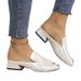 Lazy Half Slipper For Women, Thick Heel, 2025 New Summer Outdoor Flat Shoe, Fahionable Fih Mouth Soft Leather_vogvips.com