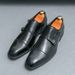 Cross-Border Business Double Buckle Monk Men's Large Size Pointed Formal European And American Office Brogue Leather_vogvips.com