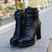 Women's Chunky Heel Fashion Boots European American Style Winter Side Zipper Short Studded Belt Buckle High Heeled Cowboy Boots_vogvips.com