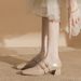 Bare Color Mary Jane Small Leather Shoes For Women With A Skirt, Thick Heel, Women's Evening Dress, Gentle Style Shoes For Women_vogvips.com